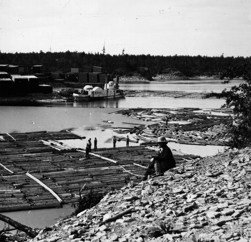 #12 Floating timber down the Ottawa River, 1860.