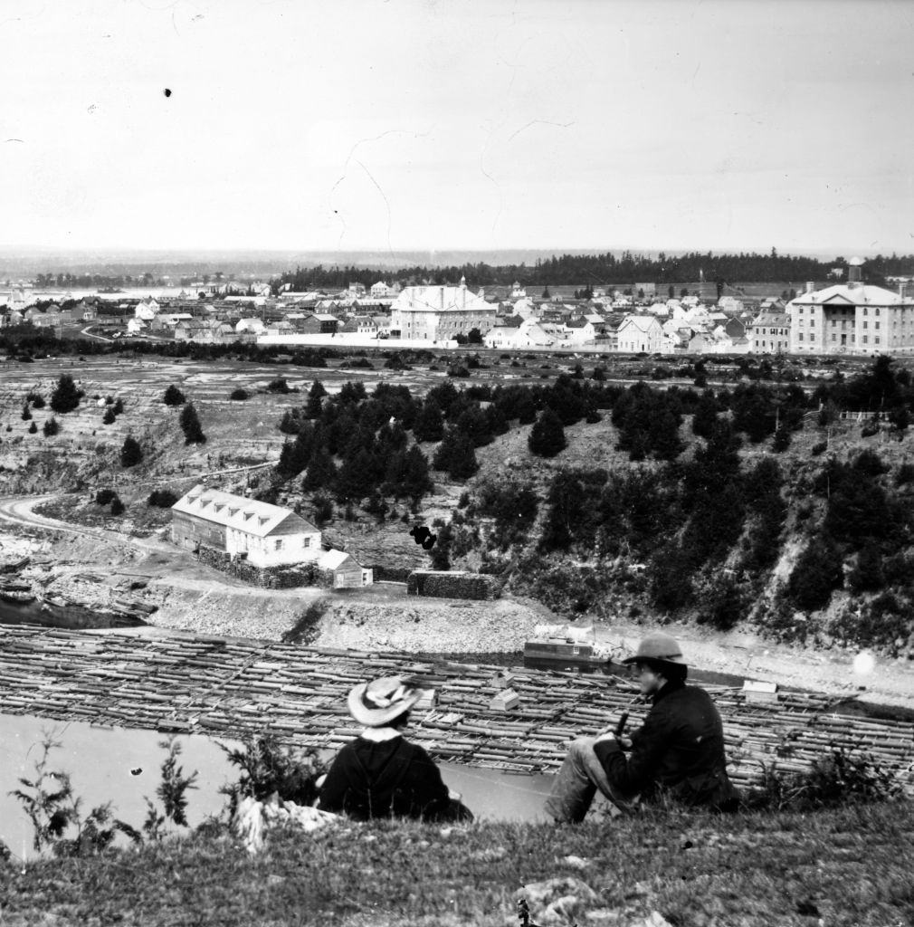 #13 Log rafts floating on the Ottawa River, 1860.