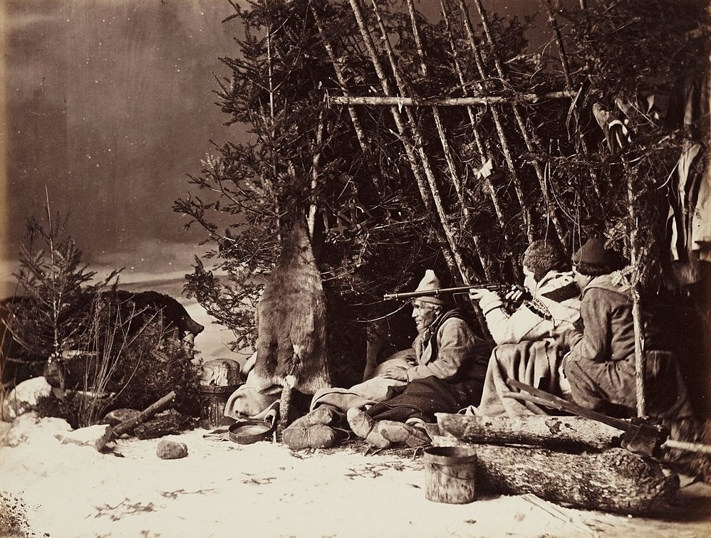#79 A bear hunting scene in Ottawa, 1860.