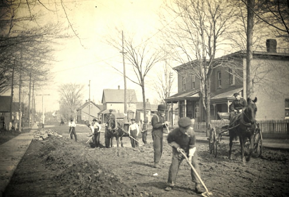 #40 Macadam Rd. being built now Main St. in Old Ottawa East, 1890s