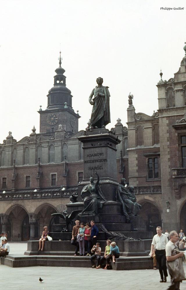 #32 The statue of Adam Bernard Mickiewicz de Poraj. Krakow, July 1970