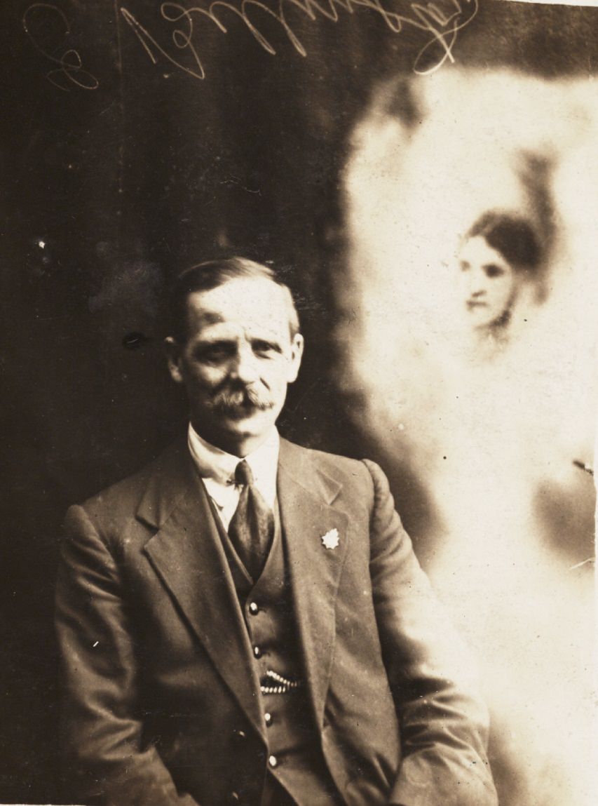 #13 A man sits next to the “spirit” of his deceased first wife.