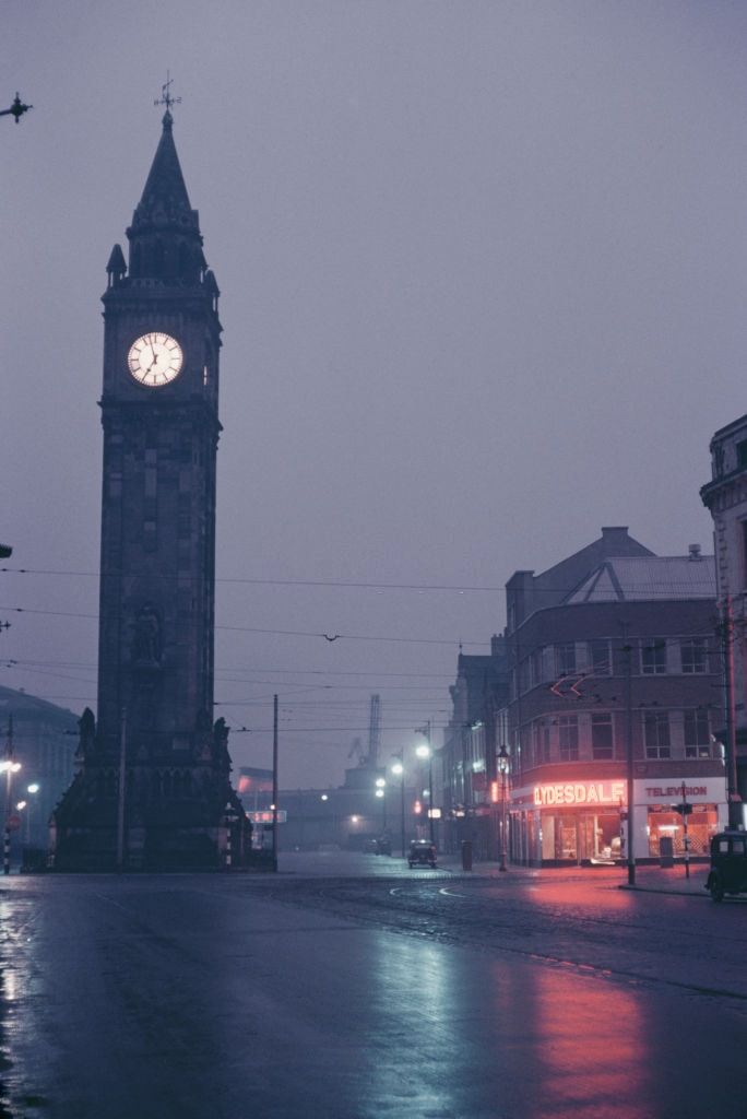 #2 The Albert Memorial Clock tower in Queen’s Square, Belfast, 1950.