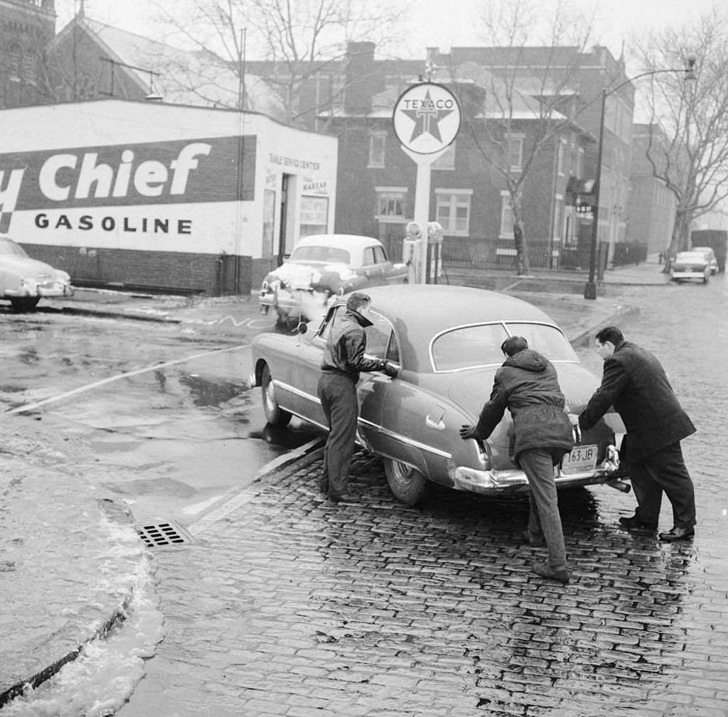 #15 Students at Brooklyn School of Automotive Trades and members of the Automotive Custom Crafters Club are pledged to provide honest service to the motoring public without charge, 1956.