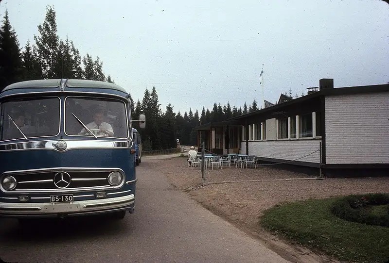 #66 A group of foreign tourists in a bus at the border between the USSR and Finland.