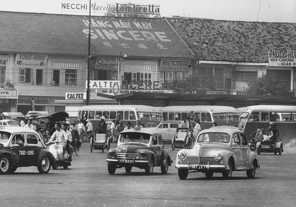 #27 Busy street in South Vietnam city, 1961.