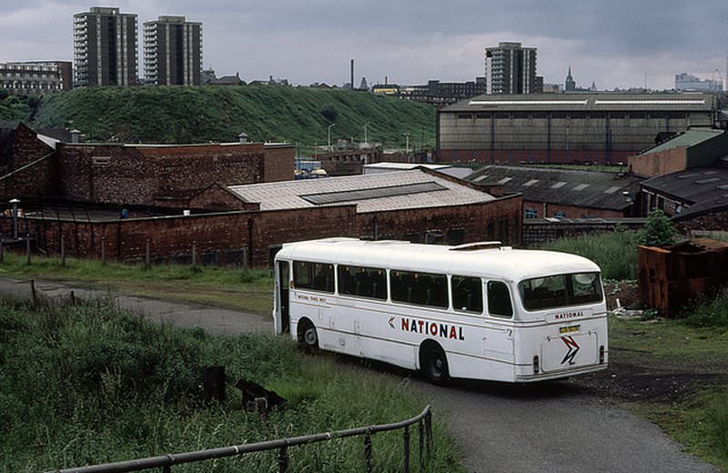 #61 Bus beside the River Irk, 1981
