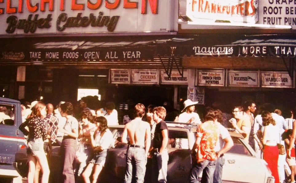 #47 Street scene outside Nathan’s, Coney Island, 1973