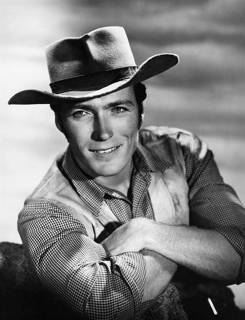 #10 Clint Eastwood on the set of the TV series Rawhide, 1958.