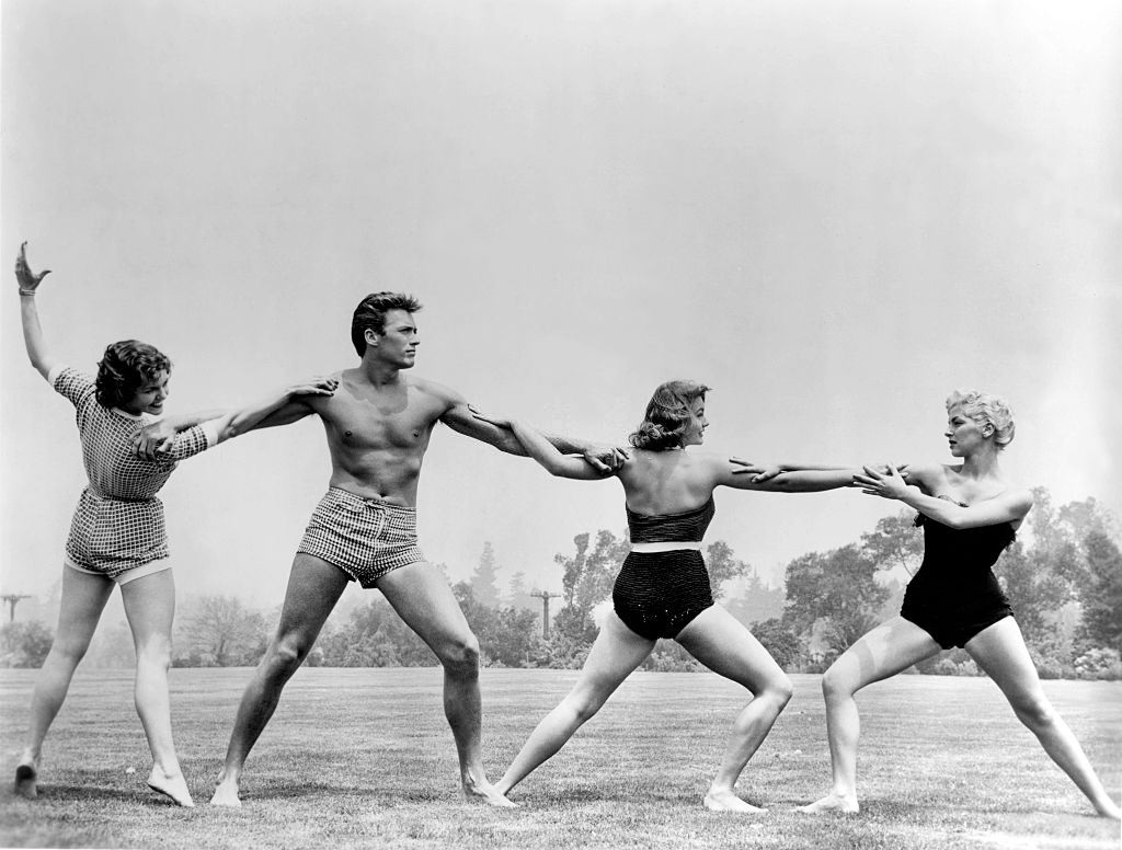 #3 Clint Eastwood with Jane Howard, Myrna Hansen and Dani Crayne, 1950s.