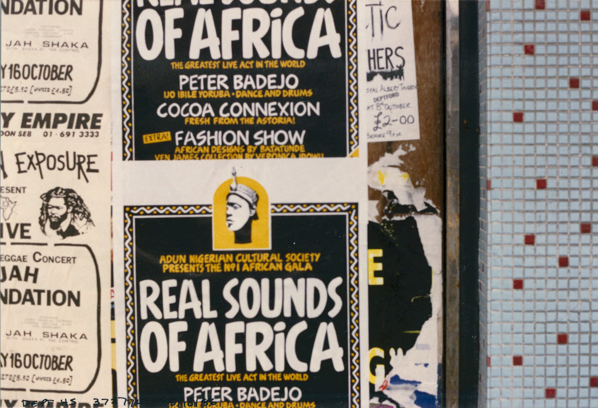 #24 Real Sounds of Africa, poster, Deptford High St, Deptford, Lewisham, 1986