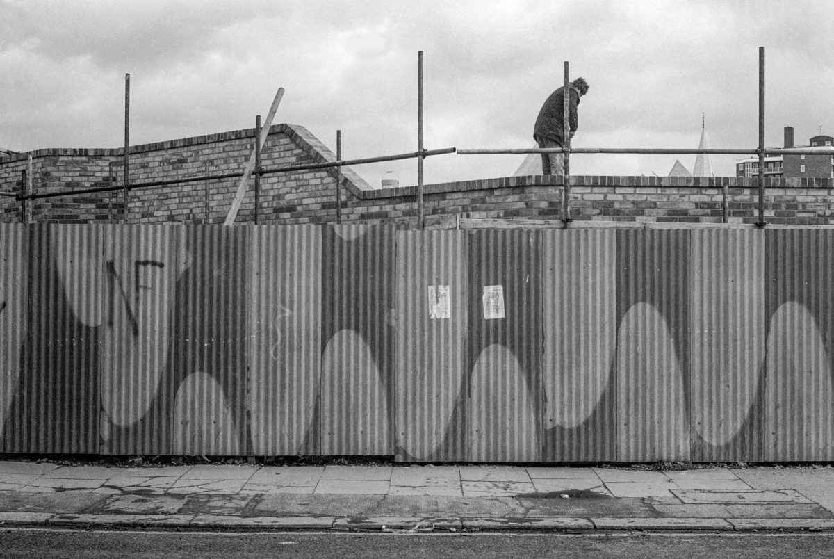 #23 Fence with NF graffiti, Wandsworth, 1980