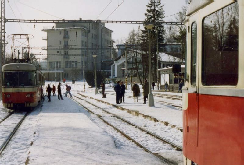 #45 ŽSR Tatra Mountain electric railway in Tatranská Lomnica.