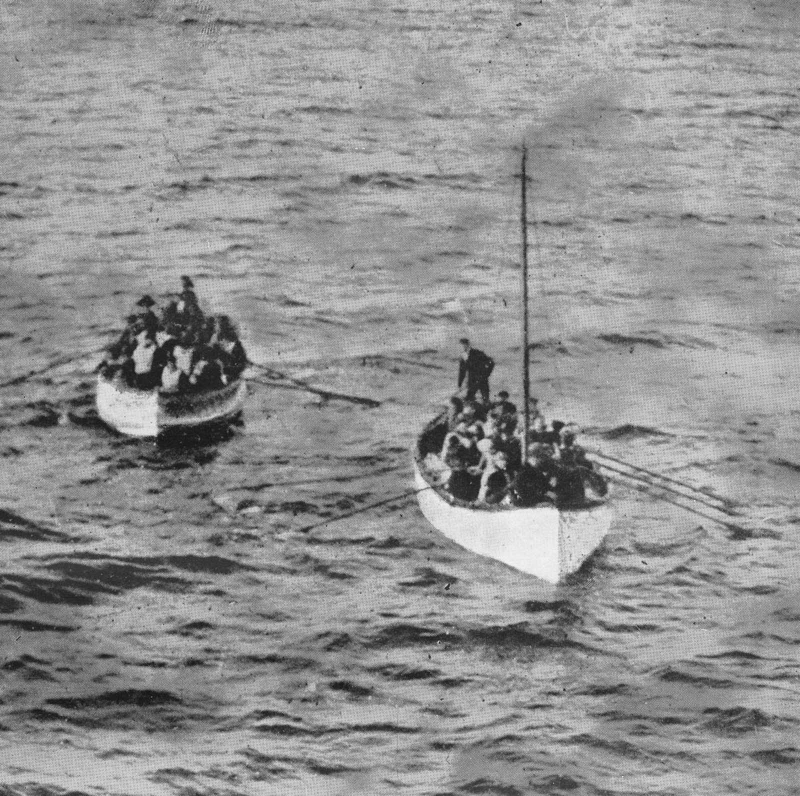 #5 Titanic survivors approach the Carpathia.