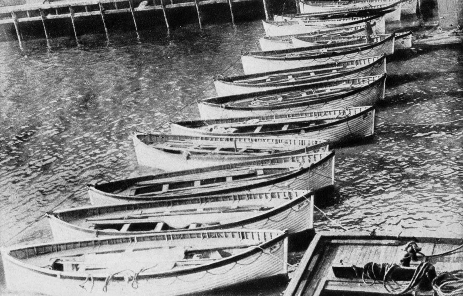 #10 The Titanic’s lifeboats are returned to the berth of the White Star Line in New York.