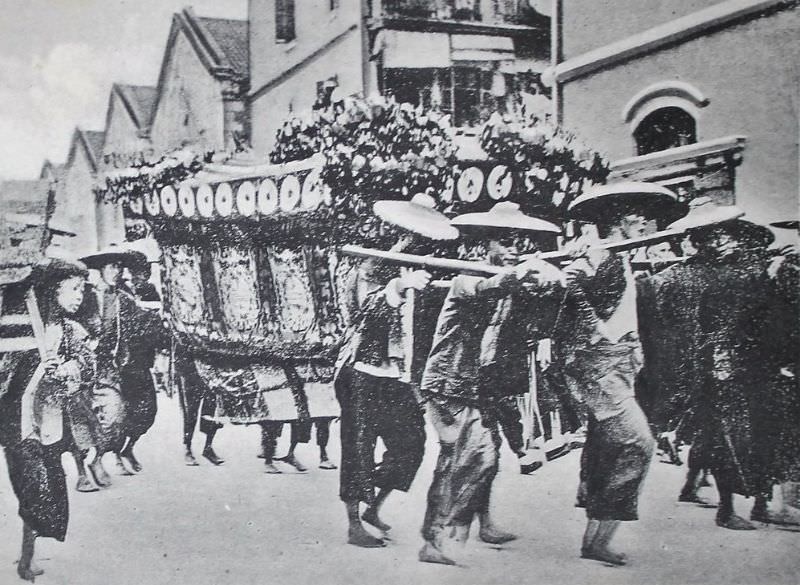 #47 The hearse of a rich Chinaman, the procession marches along all the streets before they reache the cemetary