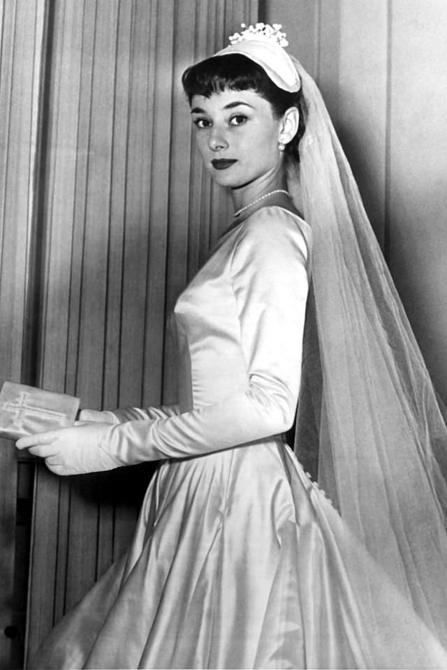 #21 Audrey Hepburn on her wedding day, 1954