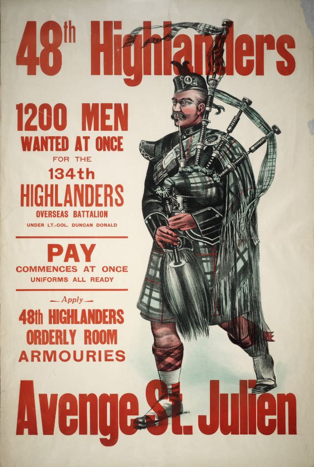 48th Highlanders – 1200 Men Wanted at Once for the 134th Highlanders Overseas Battalion