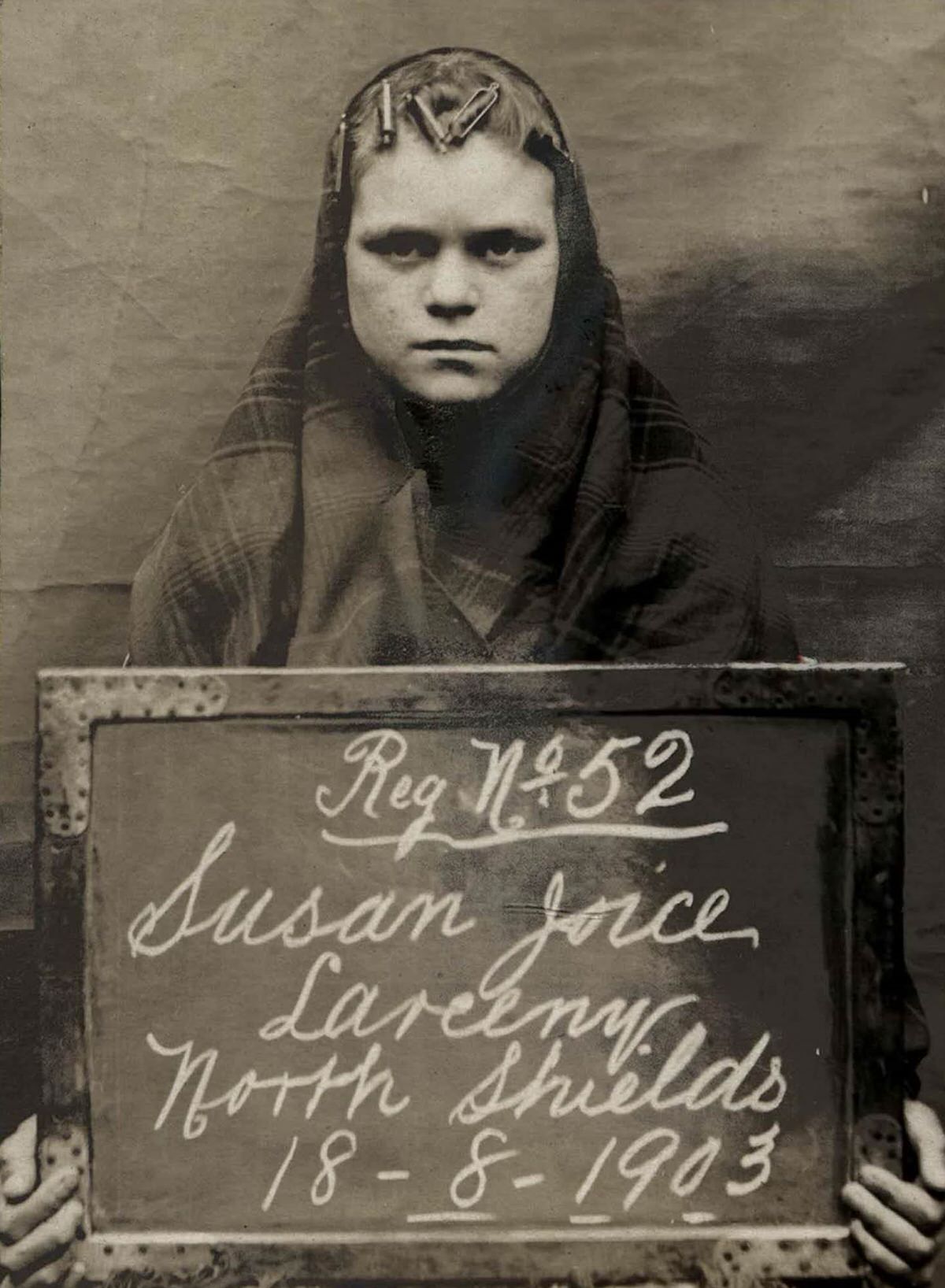 #3 Susan Joice, 16, arrested for stealing money from a gas meter, 1903.