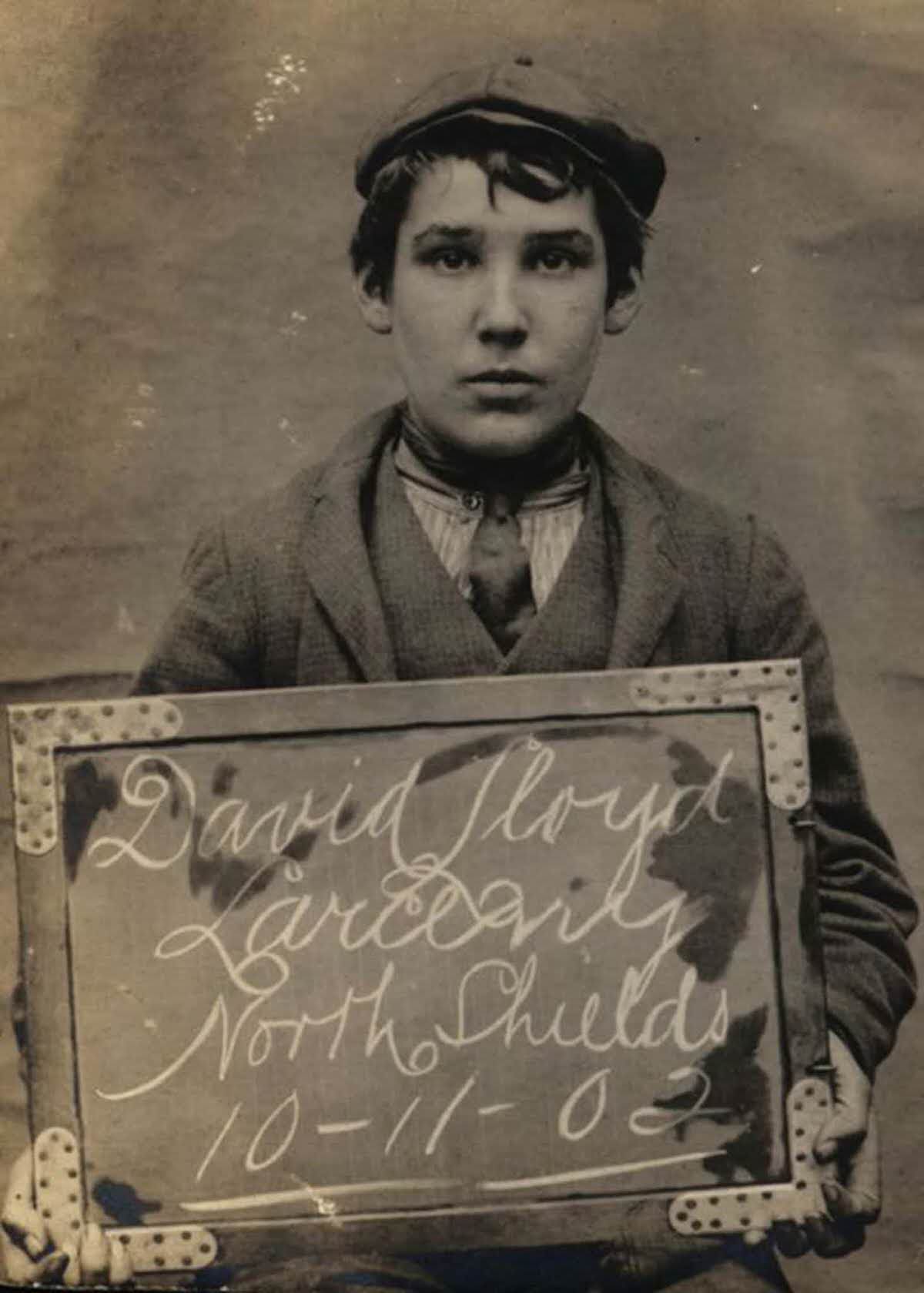 #2 David Lloyd, 15, arrested for stealing brushes and a box, 1902.