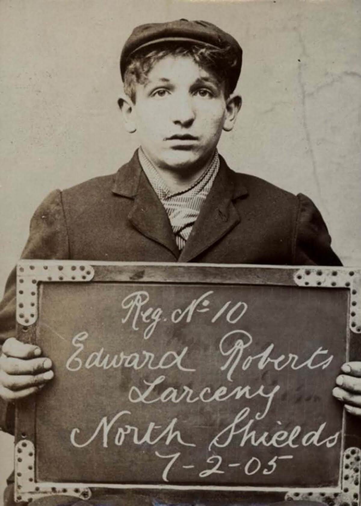 #12 Edward Roberts, 19, arrested for stealing from a gas meter, 1905.