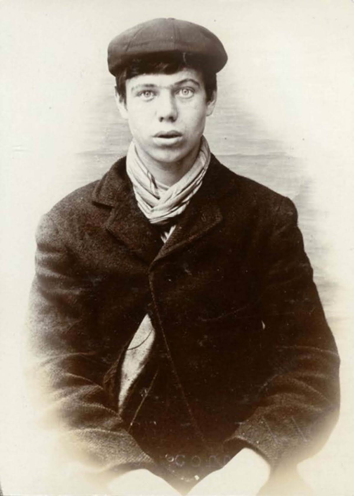 #19 John Scott, age unspecified, arrested for stealing from a shop door, 1906.