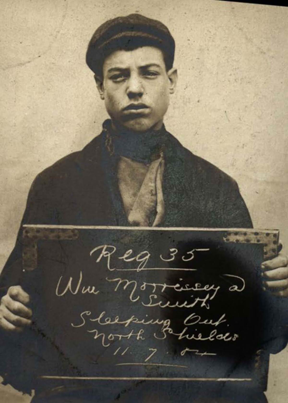 #34 William Morrissey, age unknown, arrested for sleeping outdoors, 1904.
