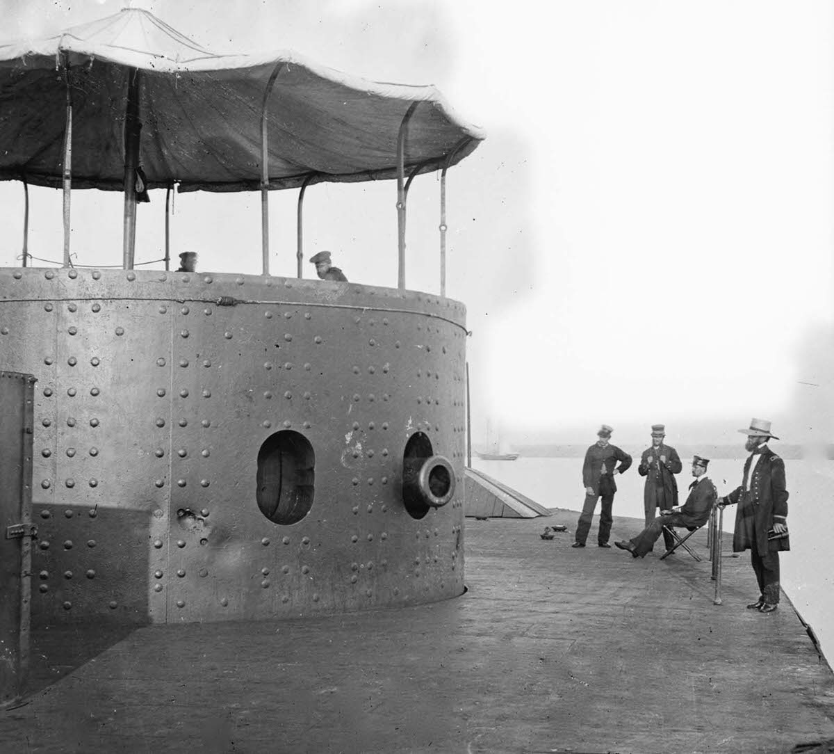 The deck and turret of the USS Monitor, 1862.