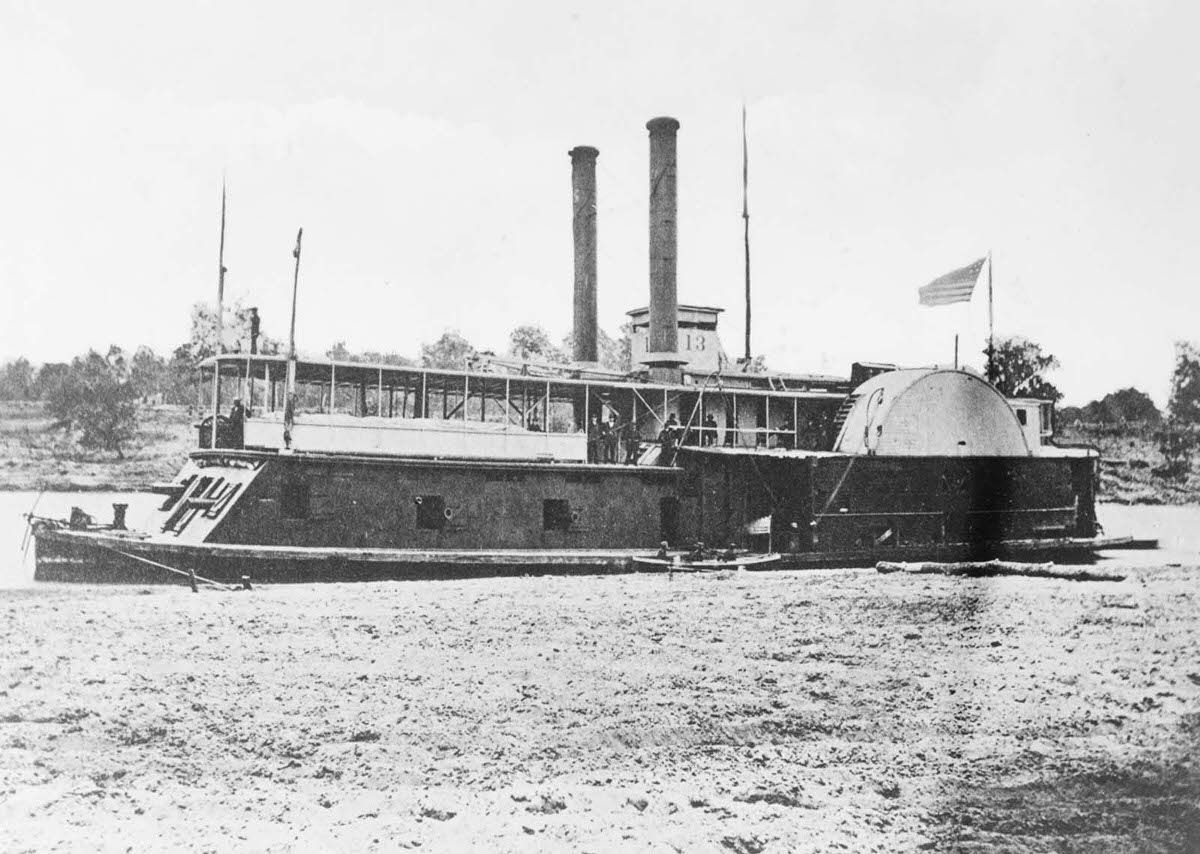 #7 The Union gunboat USS Fort Hindman in the Mississippi River, 1863.