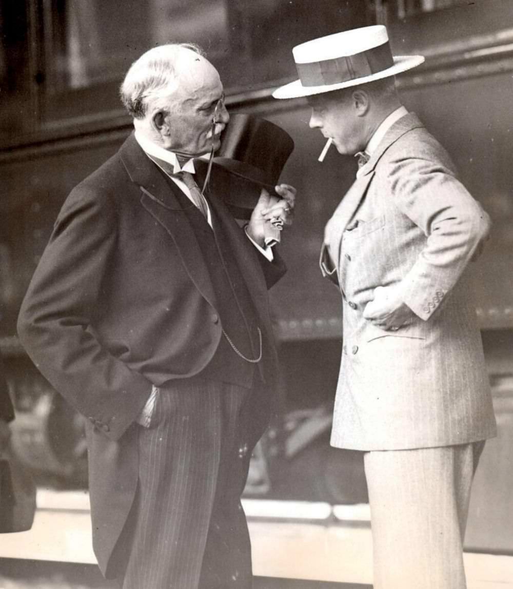 #12 Edward, Prince of Wales, is featured circa 1925 wearing an informal lounge suit along with a straw boater.
