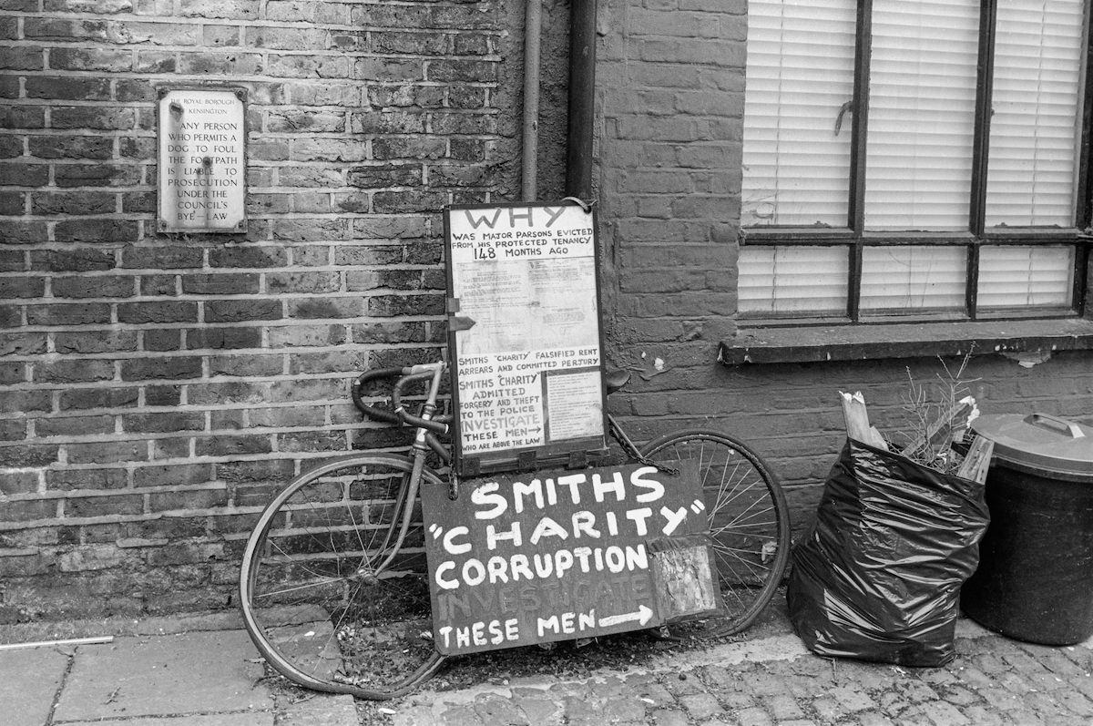 #47 Smiths Charity, corruption, Cranley Mews, South Kensington, Kensington and Chelsea, 1988