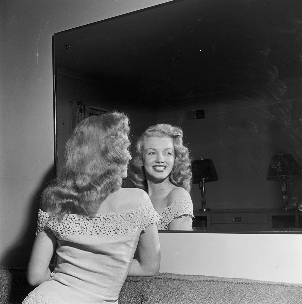 Marilyn Monroe promoting the movie ‘Love Happy’, 1949.