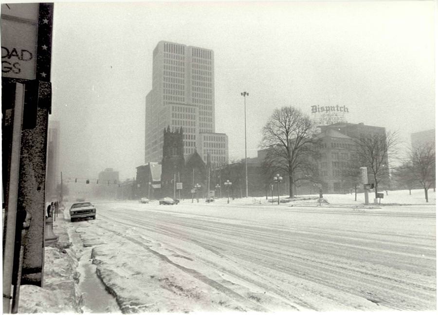 #61 A view of Downtown Columbus during the 1978 blizzard near the intersection of Broad St. and 3rd St.