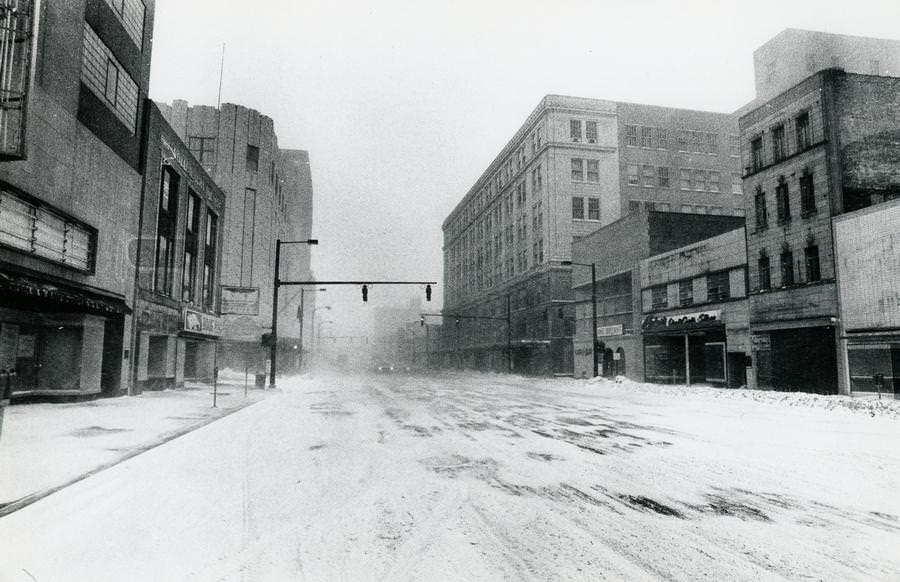 #51 Looking down Main Street on Jan. 26, 1978, during the blizzard in downtown Akron.