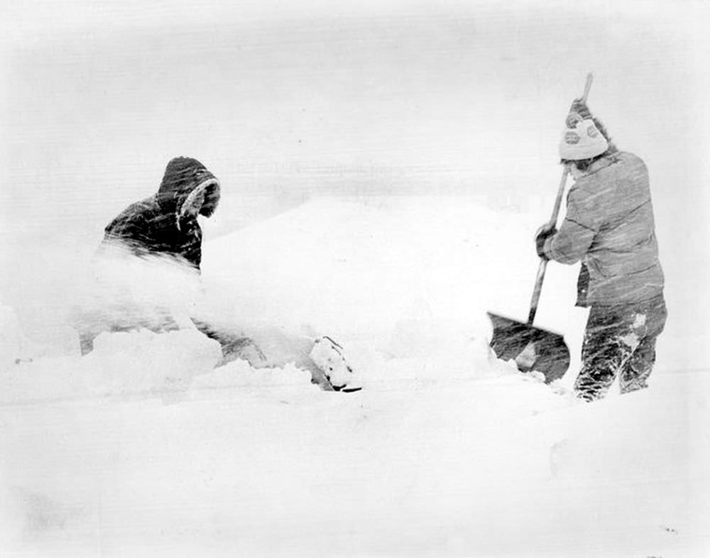 #10 Residents clear snow on Congress Street in Springfield during the Blizzard of 1978.