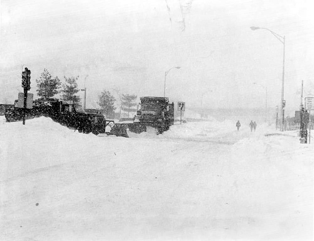 #11 Snow plows clear the intersection of Dwight and Carew Streets in Springfield on Feb. 7, 1978 during the Blizzard of 1978.