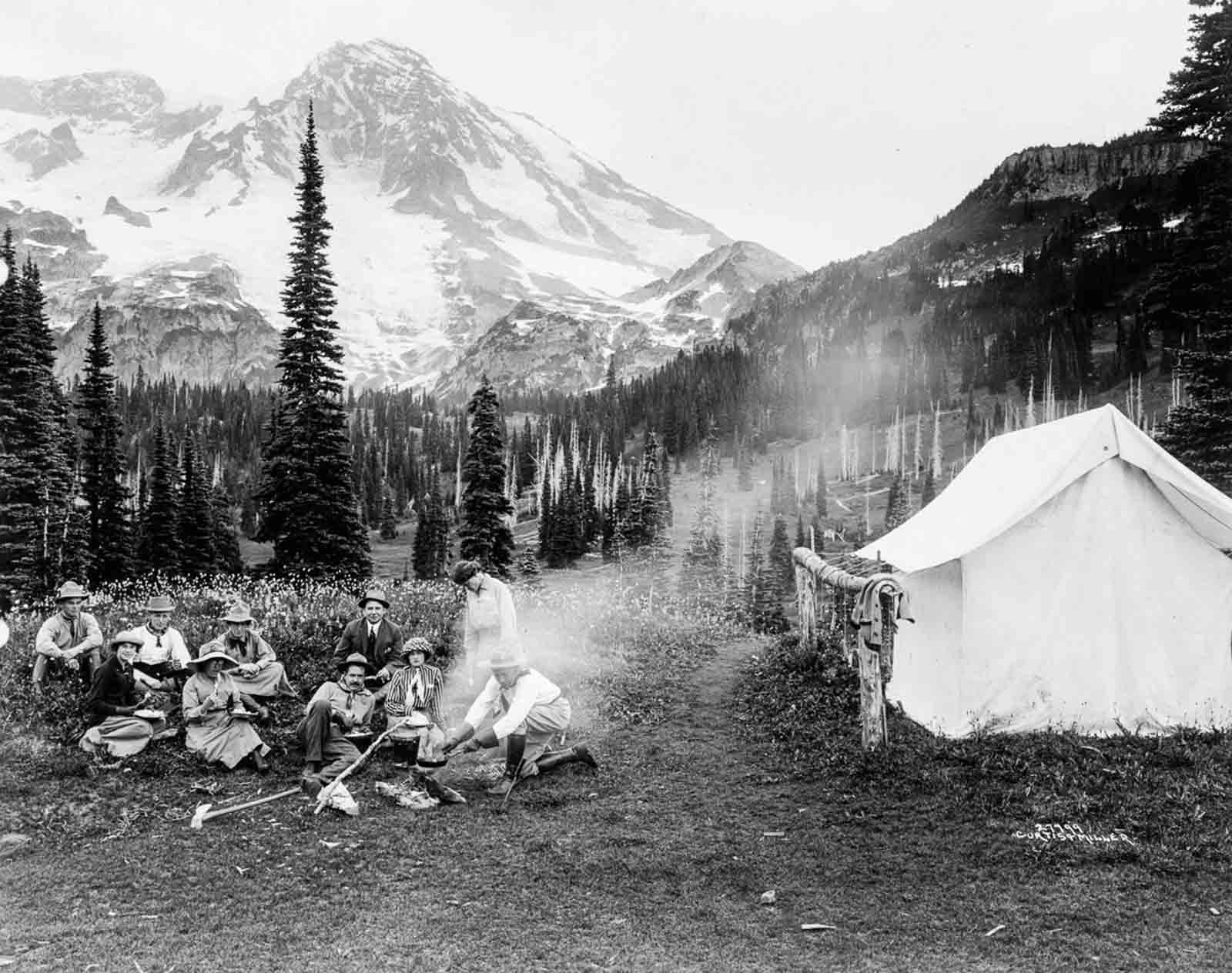 #15 A party of tourists in Mt. Rainier National Park, 1911.