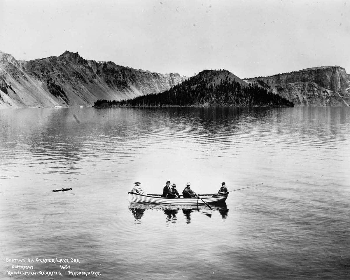 #19 Tourists boat across Crater Lake, 1912.