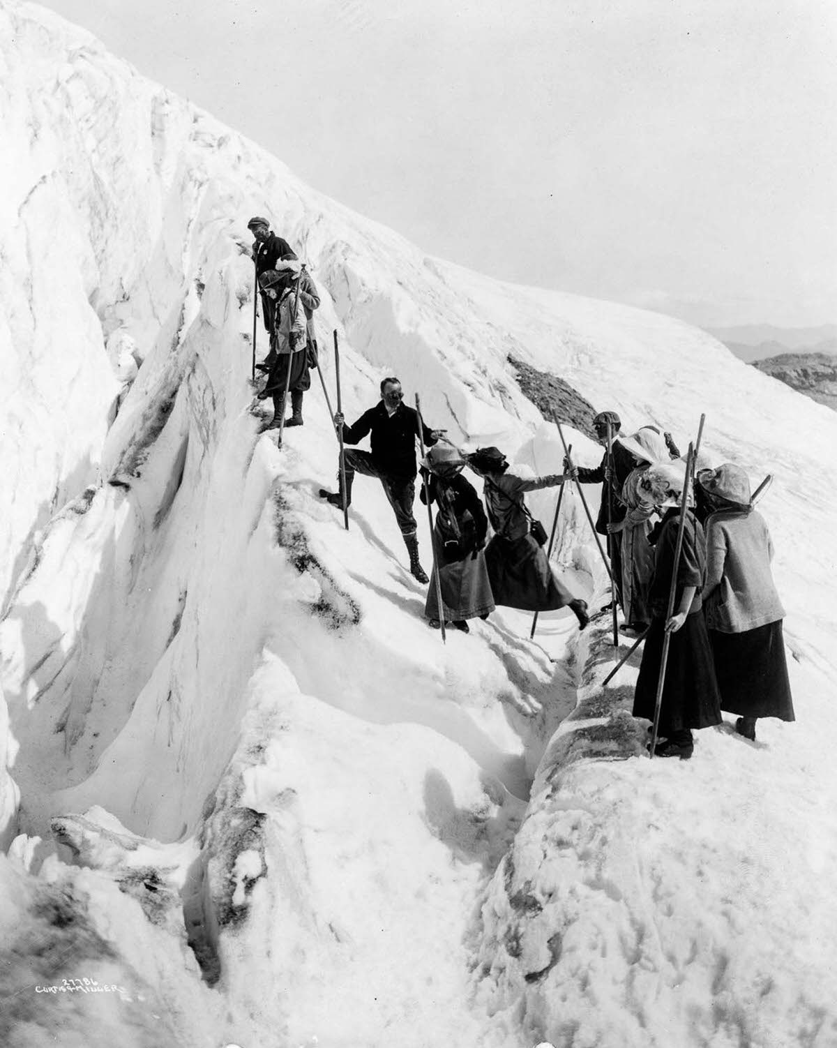 #20 Tourists climb Paradise Glacier in Mt. Rainier National Park, 1911.