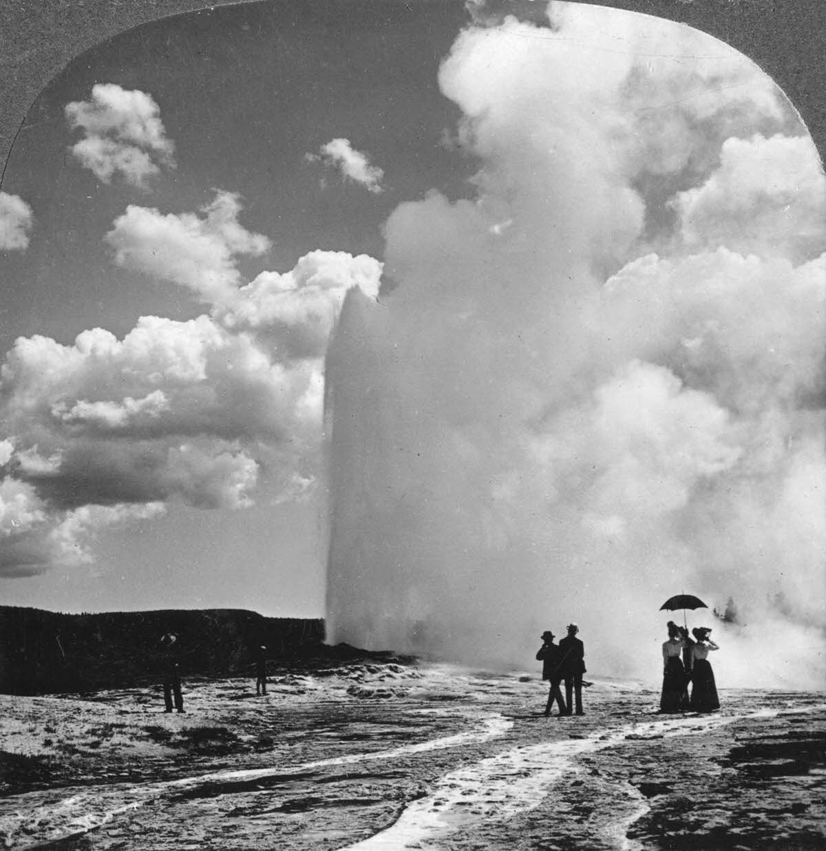 #27 Tourists at Old Faithful in Yellowstone, 1901.