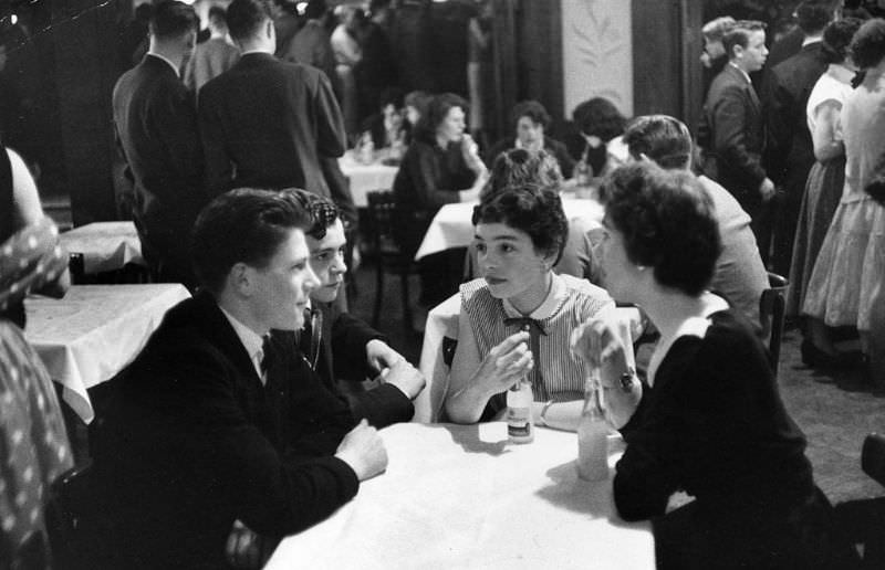 #21 Teenagers enjoy an evening at the Cotton Dance Hall in Rochdale, 1957.