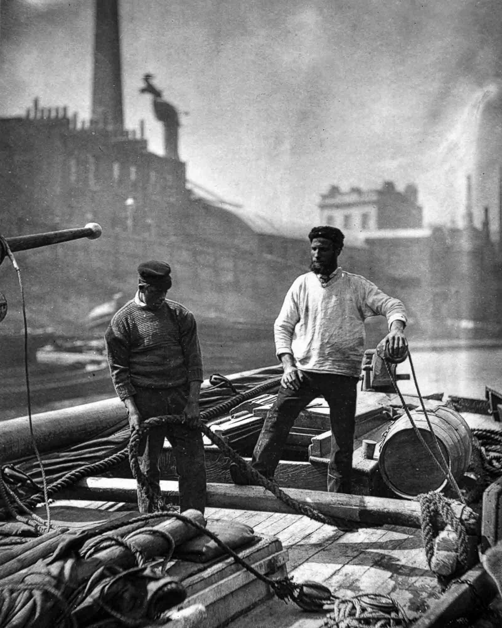 #14 Barge workers on the Thames, 1877.