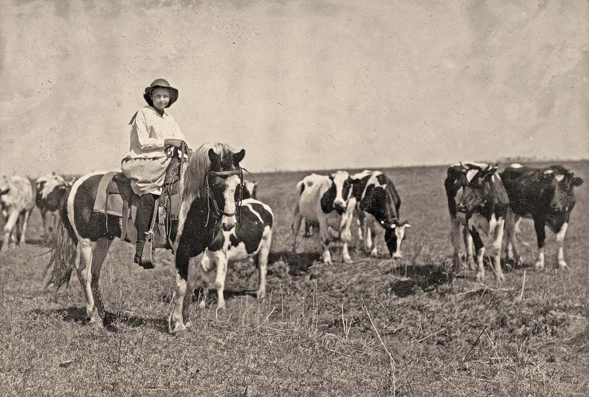 #16 Sarah Crutcher, a 12-years-old cowgirl, herding cattle.