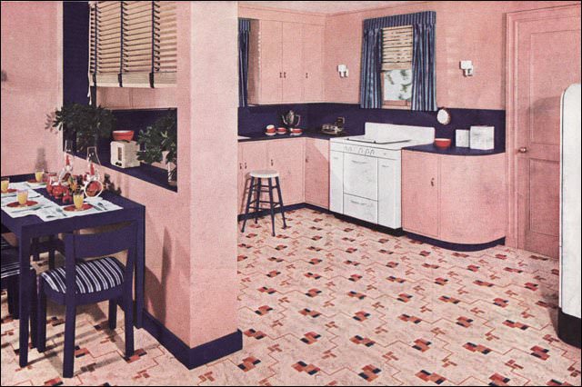 #30 1940 Nairn Linoleum Ad – Very Pink Kitchen