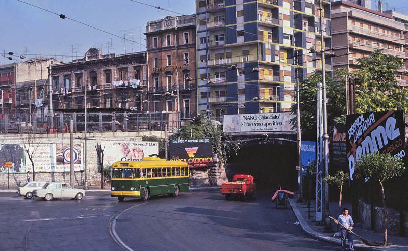 #1 Bari trolleybus 755 (Line 8), working westward in the Sottopasso Luigi di Savoia