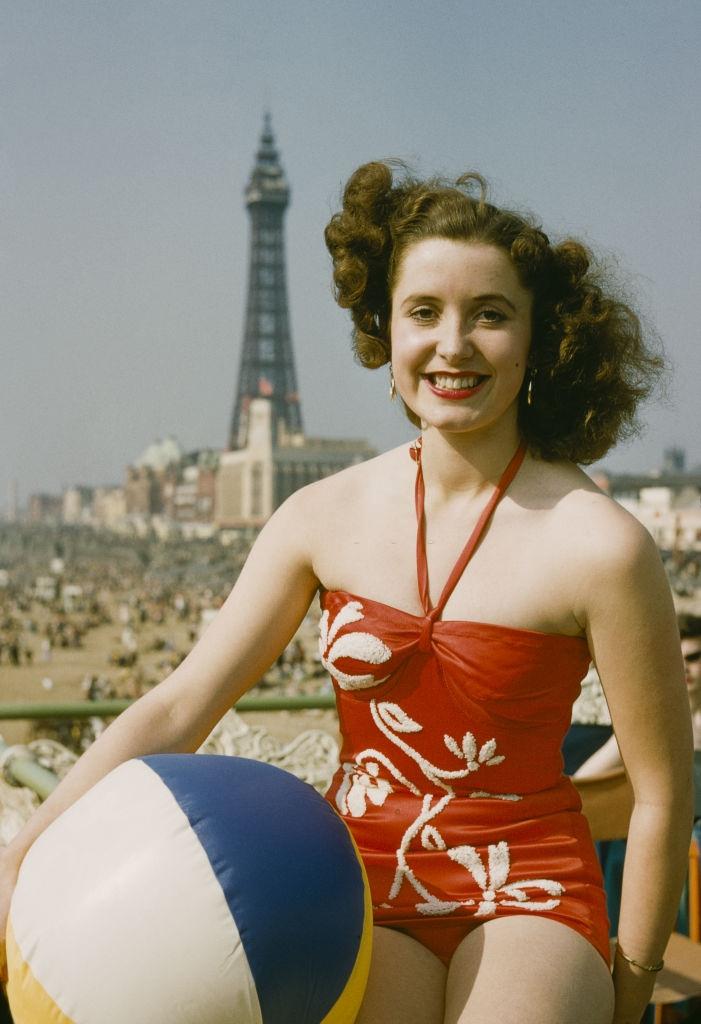 #3 A women with ball on the Blackpool, 1954.