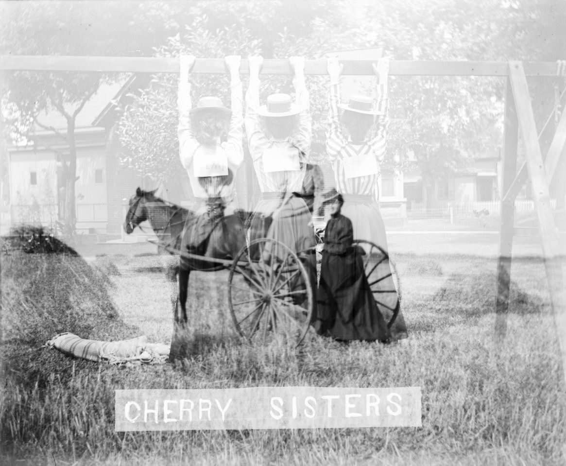 #17 Cherry Sisters, Horse-drawn vehicle in hay field – George Silas Duntley Photographs 1899-1918