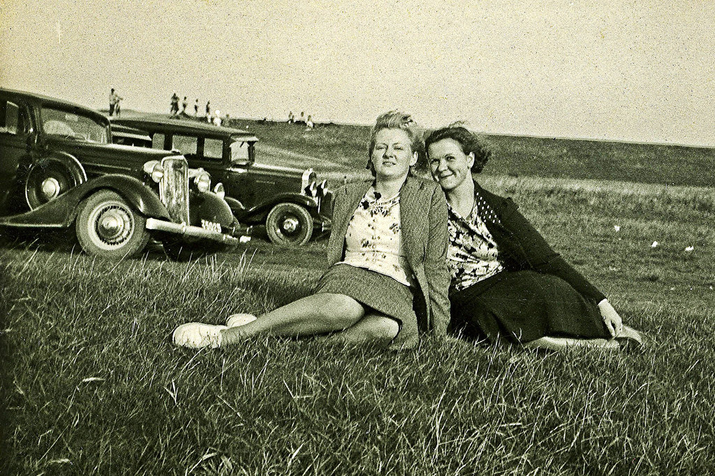 #11 Danish Women with Their Chavy cars in countryside in 1937