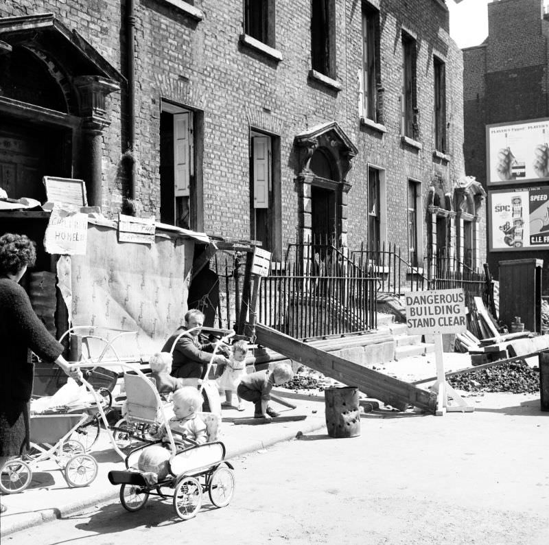 #16 Protest against evictions from tenement buildings on York Street in Dublin, 1964