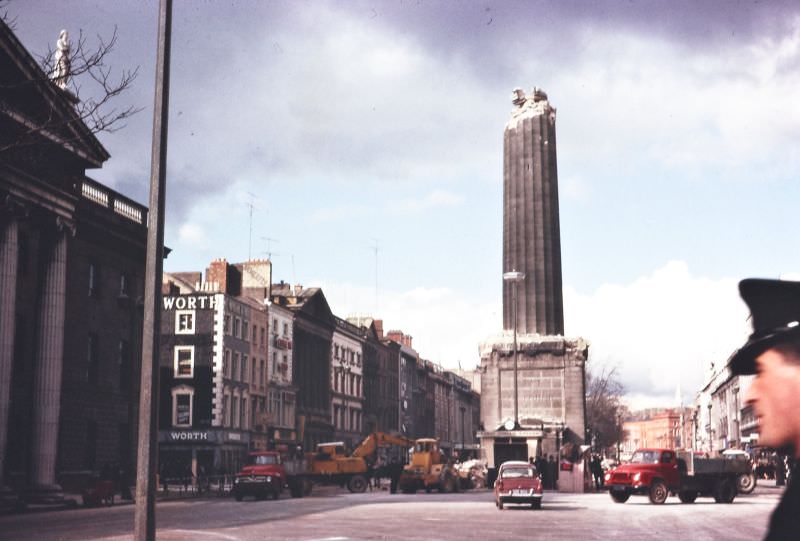 #18 A half-demolished Nelson’s Pillar on O’Connell Street, Dublin, March 8, 1966